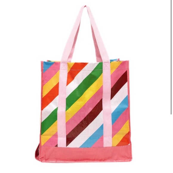 NWT ban.do | Foldable Reusable Market Bag in Rainbow Stripe - Picture 2 of 3
